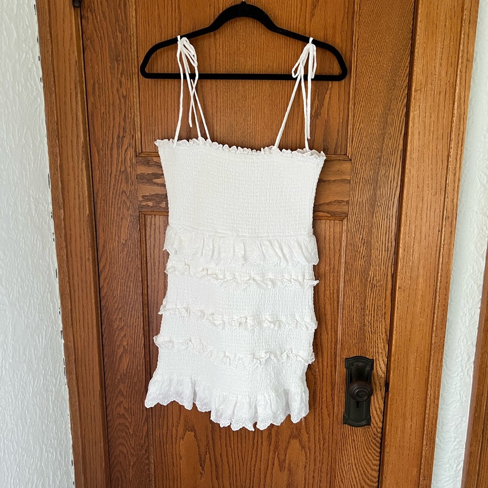 “You Flatter Me” White Eyelet Dress